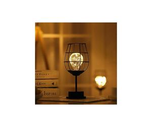 (Type A, One size) Iron Frame Led Nightlight Hollow Out Wine Glass Bottle Night Light AA battery Powered for Cafe Hotel Balcony Home