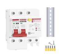 Type a Rcbo Circuit Breaker 2p Rail Integrated Mountable Ac Protection Current Din 30ma 120v/240v Having Surge 10-60a Residual Flash C-Curve (White)(60A)