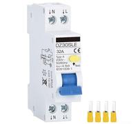 Type A RCCB 2 Pole 16A Residual Current Circuit Breaker with 18mm Narrow Width Bi-Directional Connection DIN Rail Mount for Home Wiring(32A)