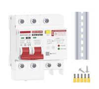 Type A Residual Current Circuit Breaker 2P with Flash Protection 30mA 120V/240V AC, White Plastic DIN Rail Mount for Electrical Safety(10A)