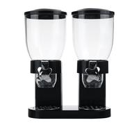 (Type B) Double Cup Dry Food Dispenser Transparent Body for Cereal Grains Rice
