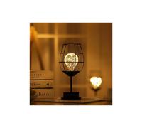 (Type B, One size) Iron Frame Led Nightlight Hollow Out Wine Glass Bottle Night Light AA battery Powered for Cafe Hotel Balcony Home