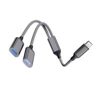 Type C 1 Male to 2 USB Female Extension Cord Connector Data&Charger Adapter