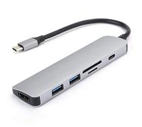 Type C 6 in 1 Hub, Multi Functional Expansion Dock, Type C to HDMIUSB30PD30/./. Charging, Aluminum Alloy with 4K Output, Speed USB 30. Ports, Memory Card Reader,