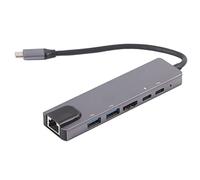 Type C 6 in 1 Hub Multi Functional Expansion Dock Type C to UHD and HDTV with RJ45 Gigabit Ethernet for Office and Home Use Aluminum Alloy Anodized Compact Portable