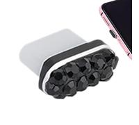 Type-C Charging Port Anti Dust Plug - Silicone, Rhinestones, 0.83 x 0.6 cm, Durable, Shower Protectors Stopper with Type C Anti-Lost Dust Plug, Rubber, Dirt, Charging Port Magic, Sand