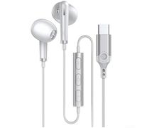 Type C Earphones Wired USB C Headphones for Samsung S23 S22 Pixel 9 8 for ipad Air In-Ear Headset Noise Isolating Clear Calls 1.2M Black(D)