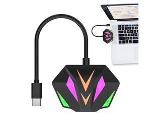 Type C Ethernet Adapter 100mbps, Fast Ethernet Adapter, Plug and Play Network Adapter, USB C Ethernet Adapters with RGB Lights 17cm for Working, Entertainment, White, Black Color