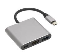 Type C HD Media Interface Adapter, High Speed 5Gbps Aluminum Alloy 3 In 1 HD Multimedia Interface For Laptop To USB Adapter For Smartphone Tablet