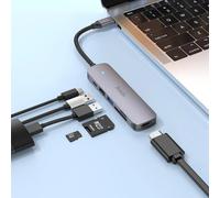 HOCO HB28 USB-C Multi-Function Converter(HDTV/ USB3.0/ USB2.0/ SD/ TF/ PD) - Metal Grey