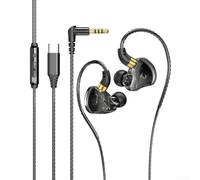 Type-C In-Ear Headphones Supporting Real-Time Audio Needs in Gaming and Physical Activity Through Efficient Signal Transfer (black)