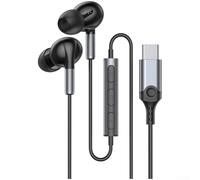 Type C Noise Cancelling Headphones, Wired In Ear with Mic for iPhone 15 USB C Earbuds for Phone Tablet Clear Calls Music Gaming(Black)