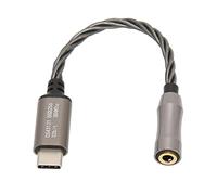 Type C to 3.5mm Headphone Amplifier Adapter, HiFi Audio DAC with CS43198 Chip, 120dB SNR 384KHz/32bit Decoding for High Impedance Headphones, 15cm Silver Plated Copper Cable for An (Cool Grey)