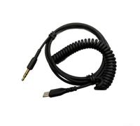 Type-C to 3.5mm Headphone Audio Cable, 2M Spring Coiled Aux Cord with Gold-Plated Connector for Marshall Major IV III II Monitor Speakers and Compatible Devices, Black