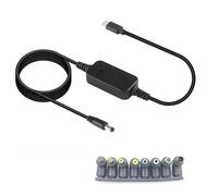 Type C to 5.5x2.1mm Adapter Cable 5V 9V 12V 15V 20V Adjustable Converter with 8 Interchangeable Connectors for Laptop Charging Cable