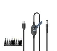 Type-C to DC Adapter Cable 140W Multi Voltage 5/9/12/15/20/28V Converter with 8 Tips for CCTV Speaker Monitor Black(K695-8)