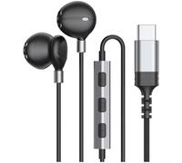 Type C Wired Earbuds for semi in-Ear Headphones with Mic Deep Bass for hi-Res Audio for iPhone 16 for Android 1.2m(B)