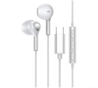 Type C Wired Earbuds with Magnetic Cable Management and Digital Audio Chip, 14mm Driver, Inline Remote and Microphone for USB-C Powered Devices (White)