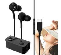 Type C Wired Headphones, USB C, Wired In-Ear Headphones with Bass Surround, Noise Cancelling Headphones, Hi-Fi Stereo Audio, Works with Smartphones, Laptops and