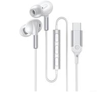 Type C Wired In Ear Headphones with Active Noise Cancelling and Mic, 10mm Driver Digital Audio Headset for iPhone 15, for IPAD, for HUAWEI, for SAMSUNG, High Res 384kHz Sound, Black(White)