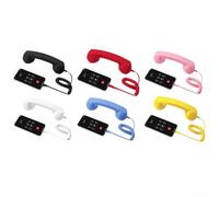 Type-C Wired Retro Handset for iPhone Tablets Compatible Landline Style Call Receiver with Spiral Cable (Red(Yellow (type-c))