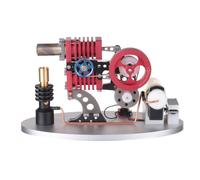 Type Double Cylinder Butane Stirling Engine LED Generator Model with Double Piston Rocker Arm Linkage