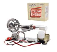 γ-Type Hot Air Stirling Engine Model Kit, DIY Assembly Electricity Generator Engine with LED Lamp, Christmas Desk Decor & Gift for Adults