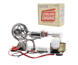 γ-Type Hot Air Stirling Engine Model Kit, DIY Assembly Electricity Generator Engine with LED Lamp, Christmas Desk Decor & Gift for Adults