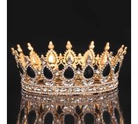 (Type J) Rhinestone Queen Crown Costume Birthday Party Prom Headband Fashion Luxury Round Crown Women