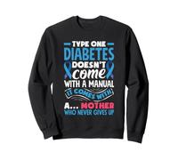 Type One Diabetes For Mother Blue Ribbon Diabetic T1D Mom Sweatshirt
