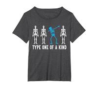 Type One of A Kind Type 1 Funny Diabetic Diabetes Skeleton T-Shirt, Women's Plus, Dark Heather Grey, 2X