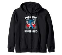 Type One Superhero T1D Diabetes Awareness Type 1 Diabetic Zip Hoodie