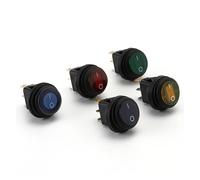 Type Round Rocker Switch ON-OFF 2 Position Toggle Rocker Switch with LED Illuminate 3-Pin Terminal IDGTTLDF(Green LED and 3Wire-01)