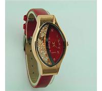 Type Semilunar Wristwatch Watch Woman Dial Strap Small Ellipse Women's Watch Two Tone Bracelets for Women (Red, One Size)