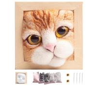 Type3 Needle Felting Starter Kit - DIY Supplies with Cat Model, Felting Foam Mat & Knitting Kit for Beginners & Adults