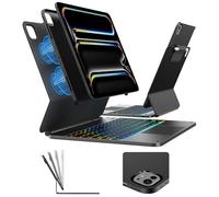 typecase Edge+ Space Black Keyboard with Black Back Case for iPad Pro 13" 2024 M4-Trackpad,Detachable Slim Cover with Pencil Holder Magnetic Stand,11-Color Backlight,Portrait&Typing Modes