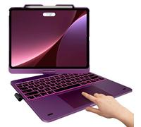 typecase Touch Case Keyboard for iPad Air 13-inch(M3/M2, 2025/2024), Multi-Touch Trackpad, 360° Rotatable, 11-Color Backlit, Pencil Holder, Plum