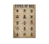 Types of Bee Retro Nostalgic Art Print Poster Artworks Picture Print Poster Wall Art Painting Canvas Decor Home Posters 12x18inch(30x45cm)