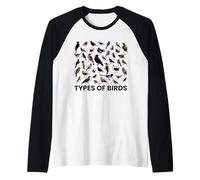 Types of Birds Stuff for Birdwatcher Twitcher Ornithologist Raglan Baseball Tee