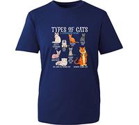 Types of Cats T-Shirt A Comparison Chart Orange Cat and Ninja Cat Tiger Funny Cat Lovers Unisex Gift Tee Top (Navy, 2XL)