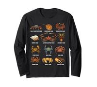 Types of Crabs Marine Wildlife Educational Crab Species Long Sleeve T-Shirt