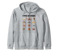 Types of Crabs Marine Wildlife Educational Crab Species Zip Hoodie