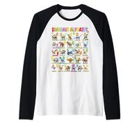 Types of Dinosaurs Alphabet A-Z ABC Dino Boys Kids Girls Raglan Baseball Tee