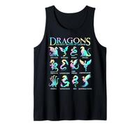 Types of Dragons Pastel Watercolor Cute Dragon Species Chart Tank Top