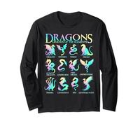 Types of Dragons Pastel Watercolor Legends Elements Dragon Long Sleeve T-Shirt
