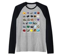 Types of Rocks & Minerals Gemology & Geology Educational Raglan Baseball Tee