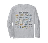 Types of Sharks Alphabet A-Z ABC Shark Identification Long Sleeve T-Shirt