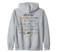 Types of Sharks Alphabet A-Z ABC Shark Identification Zip Hoodie
