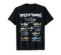 Types Of Sharks Shirt Educational Marine -For Kids Boys T-Shirt