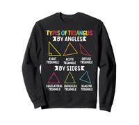 Types Of Triangles By Angles Shapes Math Geometry Teacher Sweatshirt